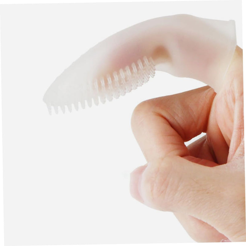 TOYANDONA Dog Toothbrush and Finger Protection Toothbrush Made of Food-Grade Silicone Transparent White Compact and Lightweight for Puppies Dogs and Cats for Oral Care