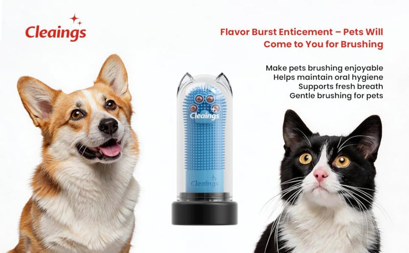 Cleanings Dog Toothbrush with Dog Toothpaste, 2 Pieces | 360° Silicone Finger Toothbrush, For Dogs & Cats, For Small, Medium and Large Pets, From 5 kg 2 Finger Brushes Mix