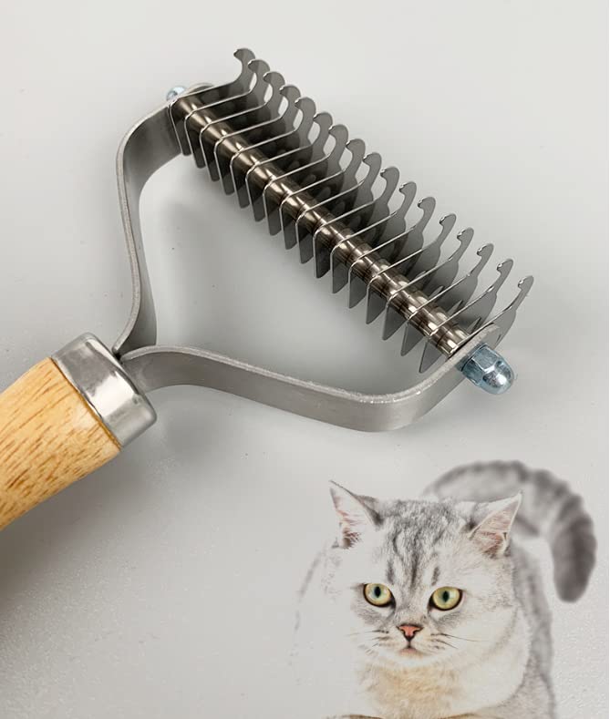 Pet Hair Removal Comb Solid Wood Metal Pet Brush Bilateral Grooming Tool Matting And Grooming Of Tangled Hairs For Cats, Large Dogs, Small Dogs - PawsPlanet Australia
