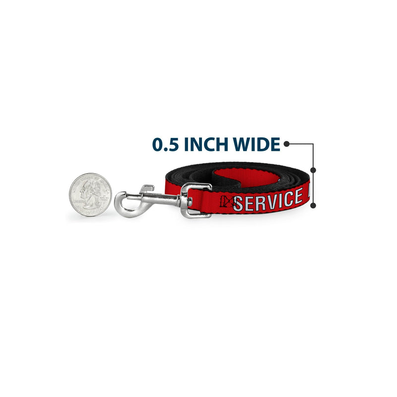 Buckle-Down Pet Leash, Dog Leash, Service Dog Text Red Black White, 4 Feet Long 1.0 Inch Wide 4 Feet Long - 1" Wide - PawsPlanet Australia