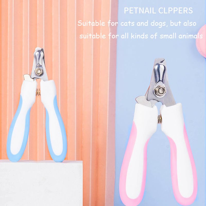 Small Dogs Nail Clippers, Multi-Pet Safety Rabbits Cats Professional Grooming Tool with Nail File (Pink) Pink - PawsPlanet Australia