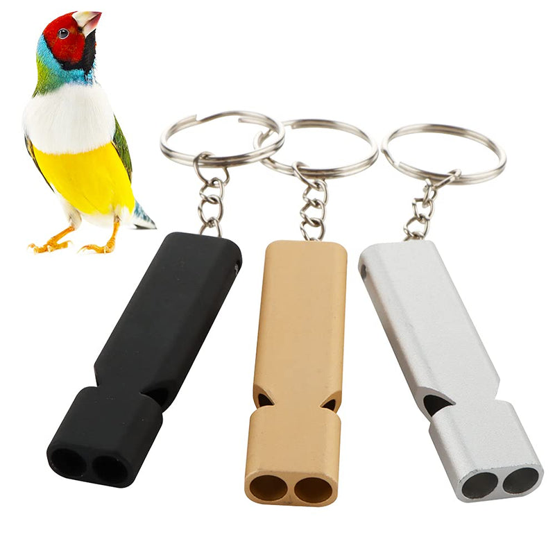 3 Pcs Birds Whistle Stainless Steel Training Training Flute Pet Behavior Training Tool for Pigeons Doves Parrot (Black, Gold, Silver)