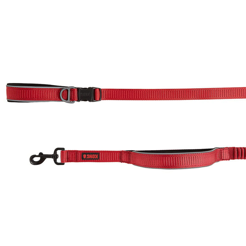 KONG Reflective Shock Absorbing Hands-Free Bungee Dog Leash 6' (Red) Red