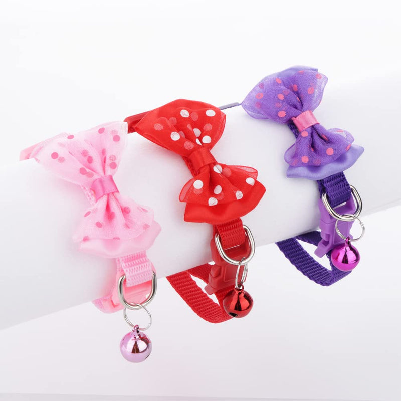 3 Pcs Rabbit Adjustable Collars with Bell, Guinea Pig Bow-Knot Cute Collar, Small Animal Exercise and Interaction Accessories (Colors May Vary) - PawsPlanet Australia