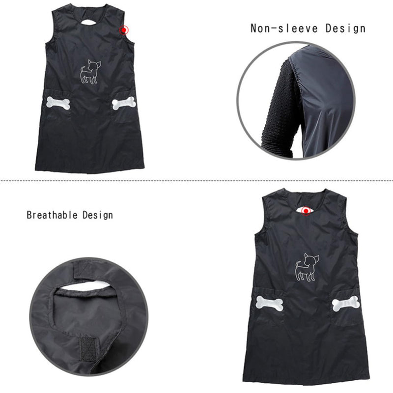 VALICLUD Practical nylon pet shop uniform in black for cats and pets. Comfortable for grooming and home use.