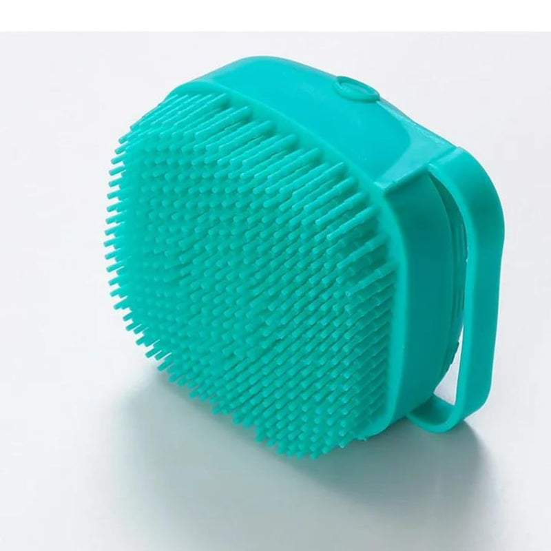 Dog Bath Brush, Soft Silicone Rubber Bristle Shampoo Dispenser/Grooming/Washing Brush Scrubber with Handle for Short & Long Haired Dogs/Cats Pet Massage Brush Dog Soap Brush/Scrubber BLUE - PawsPlanet Australia