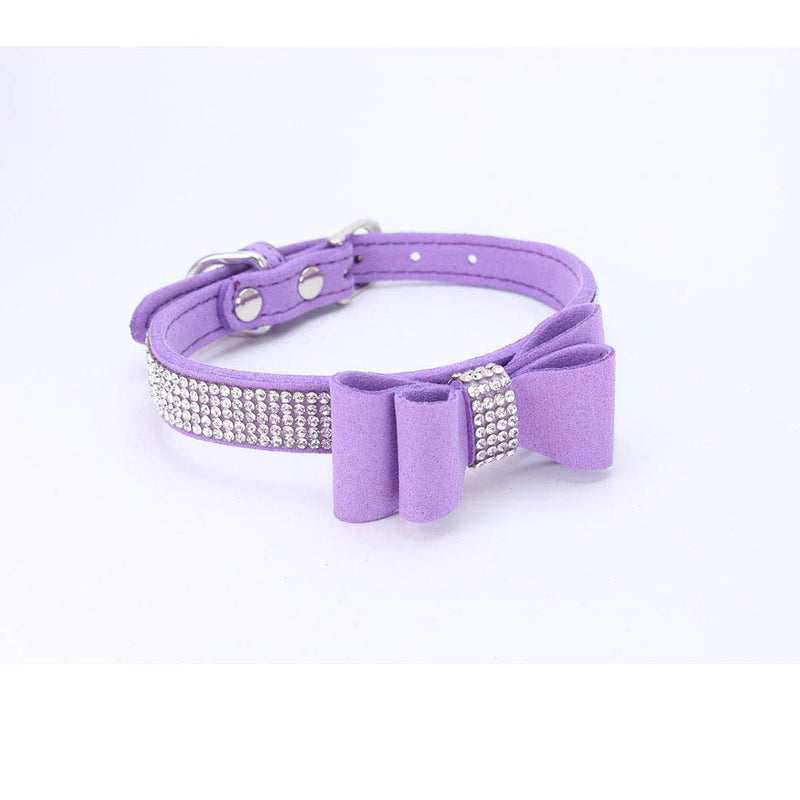 Rhinestone Dog Collar, Crystal Diamond Pet Dog Collar, Cute Dazzling Dog Rhinestone Collar, Dog Collar Harness for Small & Medium Dogs Purple - PawsPlanet Australia