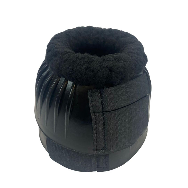 Intrepid International Fleece Topped Bell Boots - Gentle Hoof Protection with Soft Fleece, Secure Fit, and Durable Construction for Comfortable Equestrian Activities, XL, Black