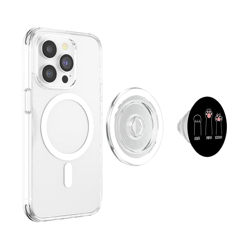 Rock Paper Scissors Hand Game Cute Paw Funny Cat PopSockets PopGrip for MagSafe Magnetic PopGrip - PawsPlanet Australia