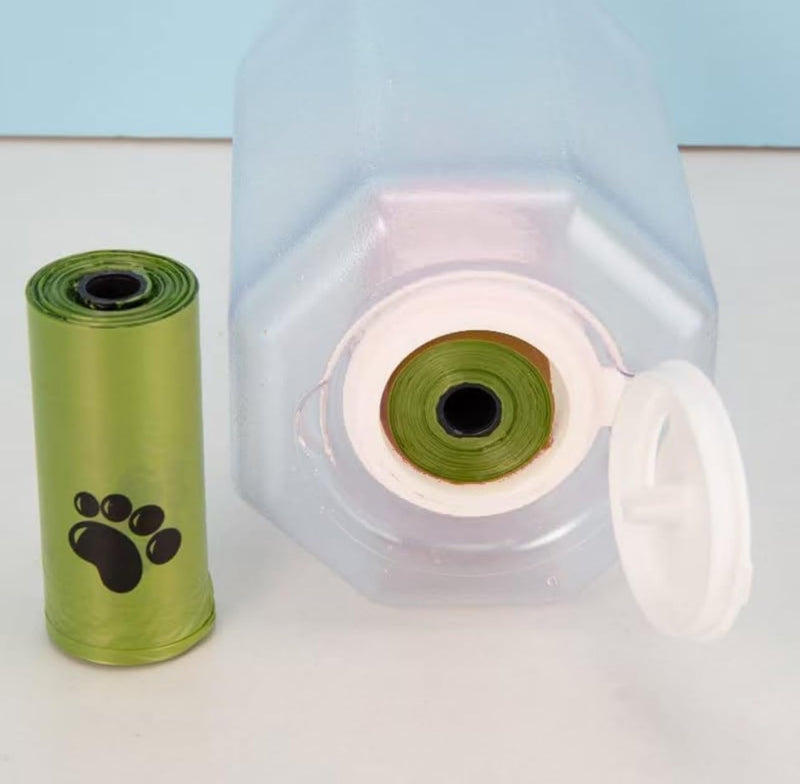 Three-in-One Portable Pet Water Bottle and Food Container, Blue,300ml Capacity, Built-in Waste Bag Storage, Travel Dog Water Dispenser - PawsPlanet Australia