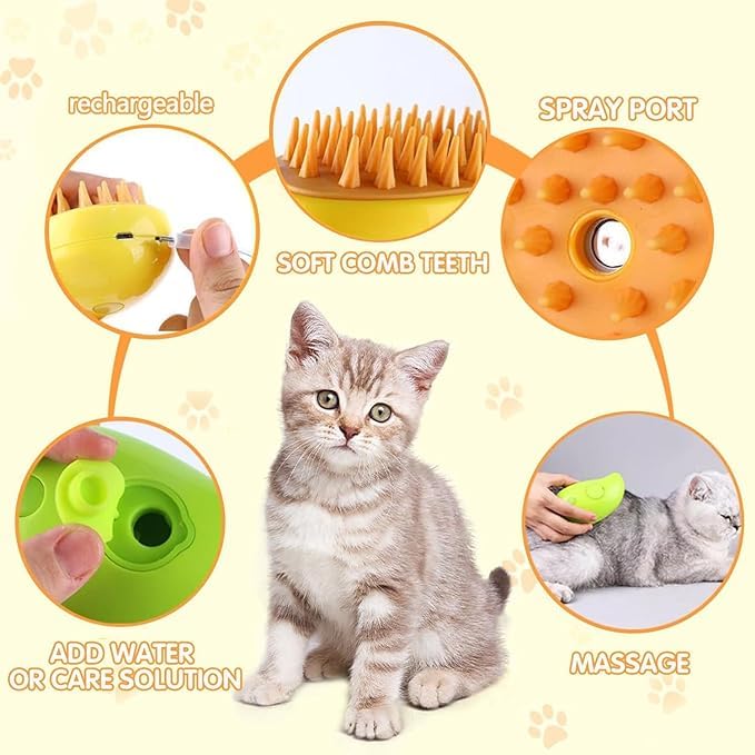 Cat Steam Brush for Shedding,3 in 1 Water Dog Brush, Pet Spa Brush for Dogs Cats,Spritz Defur Comb, Steamy Pet Brush,Pet Spray Hair Removal Comb,Cat Mist Brush,Steaming Cat Brush Steamer (Green) Green - PawsPlanet Australia