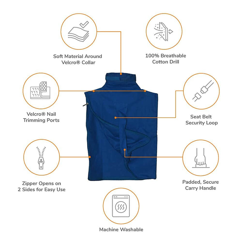 Cat-in-the-Bag Cozy Comfort Carrier - Small Cobalt Blue Cat Carrier Soft for Grooming, Vet Visits, Medication Administration, Dental Care, Nail Trimming, and Car Travel Small (for cats under 10 lbs.) - PawsPlanet Australia