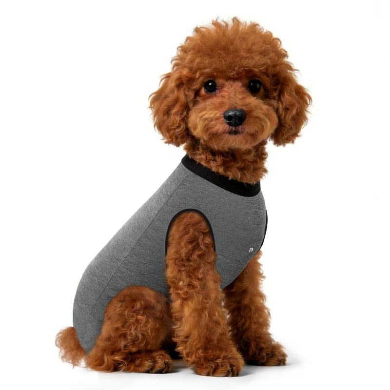 AUYAO Dog Recovery Suit Dog Surgery Bodysuit Anti-Licking Puppy Medical Surgical Suits Abdominal Wounds Protector Male Castration Onesie Post Op Dogs Surgery Shirt Pet Cone E-Collar Alternative(XL) XL Snap Fasteners Style-Gray