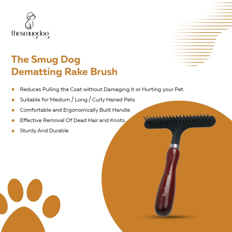 Smug Dog Undercoat Rake - Deshedding Brush & Dematting Tool for Dogs & Cats - Removes Undercoat - Non-Slip Grip Handle - PawsPlanet Australia