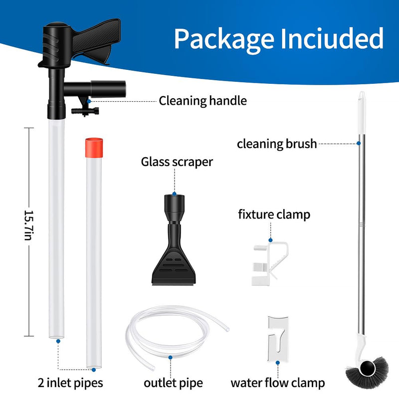 Aquarium Gravel Cleaner, Quick Water Changer, Gravel Vacuum for Aquarium with Air-Pressing Button, Fish Tank Vacuum Gravel Cleaner Kit for Water Changing Sand Washing with Fish Tank Cleaning Brush Black / Clear - PawsPlanet Australia