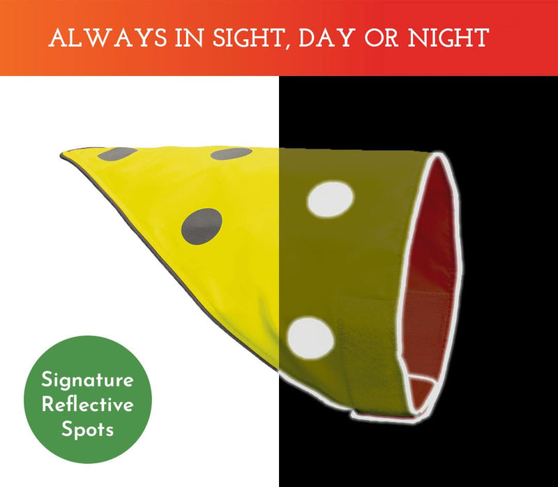 SPOT THE DOG! Reflective Bandana Bib Safety Apparel for All Dogs - Easy Fastening Closure, Reversible High Visibility Fluorescent Orange/Yellow L-XL L-XL (Neck: 17"-29.5") - PawsPlanet Australia