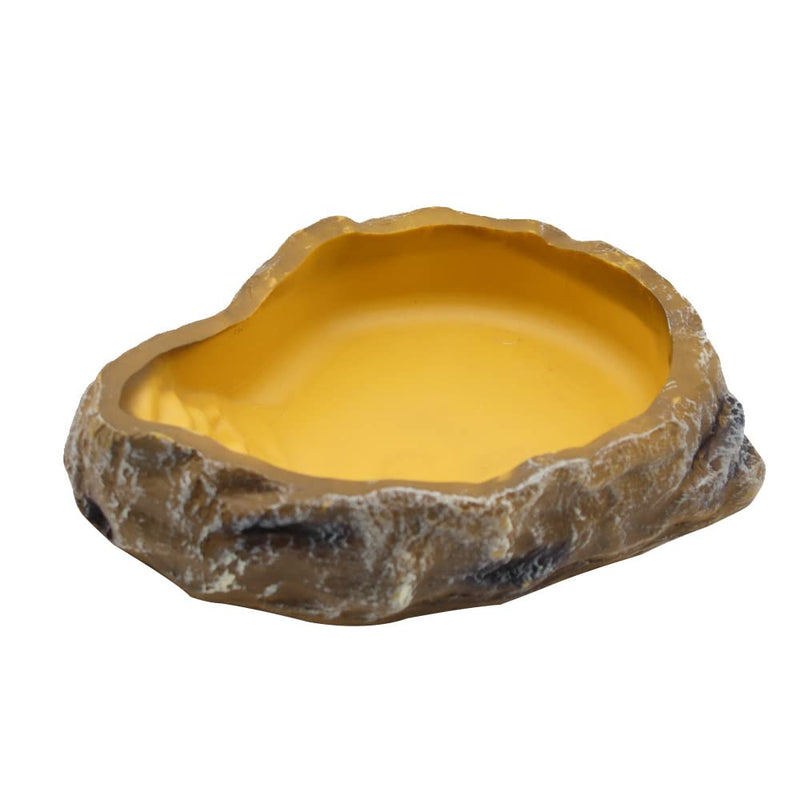 Reptile Water Dish,Resin Reptile Rock Food Feeder Bowl, Water and Food Bowl,Terrarium Decor for Leopard Gecko, Lizard,Spider,Turtle,Scorpion, Chameleon,Hermit Crabs (M, Yellow) Medium - PawsPlanet Australia