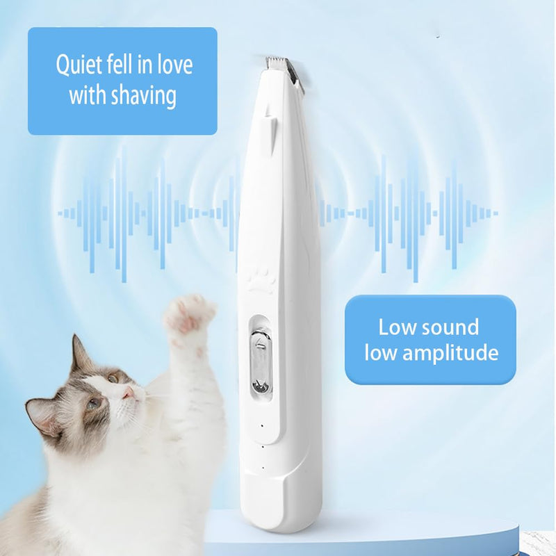 Cat Clippers for Matted Hair Local Hair Trimmer,2 Speed Low Noise Cat Hair Trimmer with White and Urple Lights Suitable for Pet Hair Trimming Such as Cats, Dogs and Rabbits (White) - PawsPlanet Australia