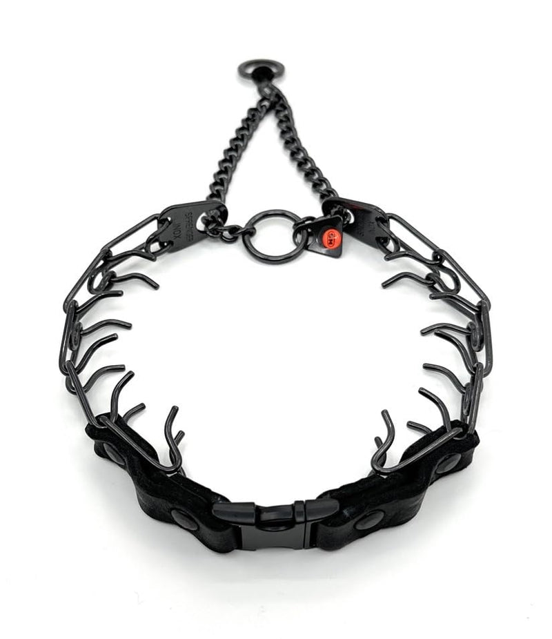 Herm Sprenger Prong Collar for Dogs Training – Quick Release Buckle & Swivel Ring for Easy Use – Made of Durable Black Stainless Steel in Germany– 2.25mm Prongs for Small Dogs with 14-19" Neck Small/Medium (14-19" Neck, 2.25mm Links) - PawsPlanet Australia