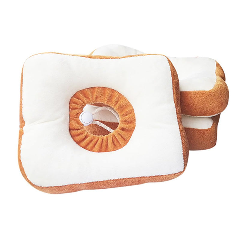 Beaupretty Yellow Cotton Cat Collar in Bread Shape Comfortable Anti-Bite Recovery Collar for Cats in Medium Size for Safe Recovery and Licking Protection