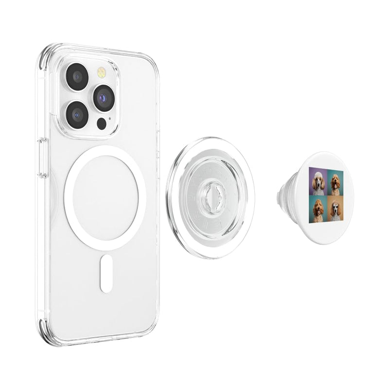 Poodle Pet Face Portrait Photobooth With Sunglasses PopSockets PopGrip for MagSafe Magnetic PopGrip - PawsPlanet Australia