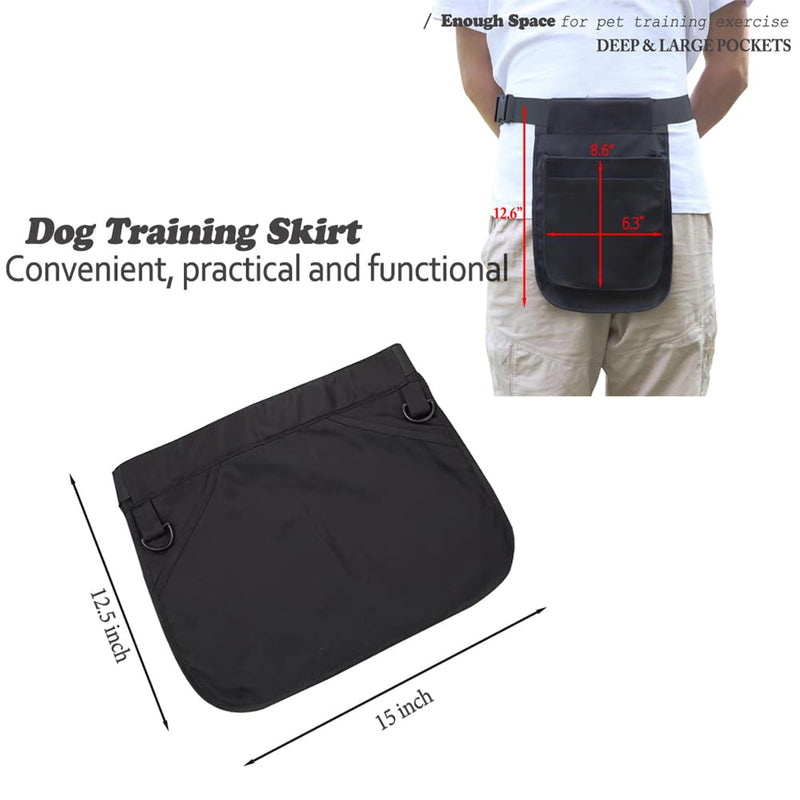 Detachable Dog Trainer Treat Pouch, Large Pet Training Waist Apron with Zipper Bag, Adjustable Dog Treat Training Pocket with Belt, Hands Free & Easy to Use, (1 Small Pocket + 1 Apron)
