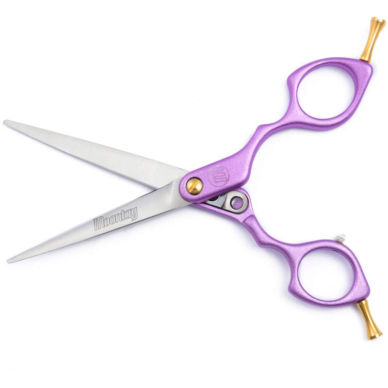 Moontay 6.0" Professional Straight Pet Grooming Scissor, Dog Cat Grooming Shear/Scissor with Ultra-Light Aeronautical Aluminum Handle, 440C Japanese Stainless Steel Pet Grooming Shear, Purple 6.0" Straight Cutting Scissor - PawsPlanet Australia