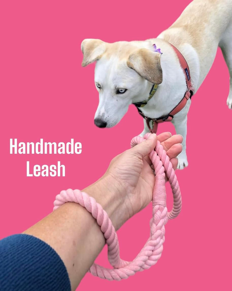 Glow Pups Rope Dog Leash with Durable Braided Design, Stylish Ombre Pattern, and Rustproof Swivel Hook, 5 Foot Long, Hand-Crafted, Ideal for Medium and Large Dogs (Pink) Pink - PawsPlanet Australia