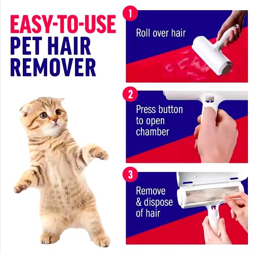 Reusable Pet Hair Removal Brush, Self-Cleaning Base, for Clothes and Furniture, Pet Lint Roller Remover - PawsPlanet Australia