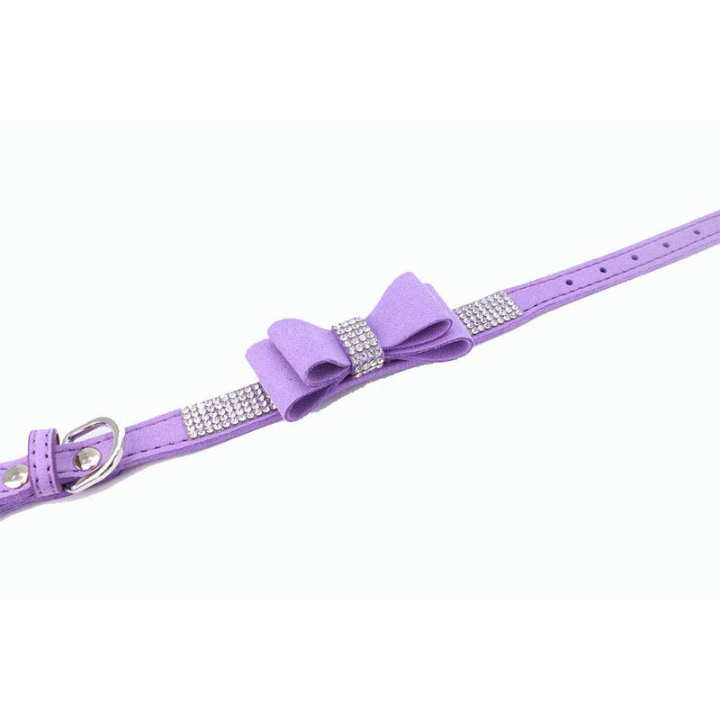 Rhinestone Dog Collar, Crystal Diamond Pet Dog Collar, Cute Dazzling Dog Rhinestone Collar, Dog Collar Harness for Small & Medium Dogs Purple - PawsPlanet Australia