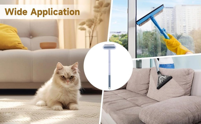 OMISTAR 2 Pcs 23.6 Inch Pet Hair Removal Tool, 4-in-1 Multifunctional Fur Cleaner with Extendable Handle, Reusable Dog Cat Hair Remover Brush for Furniture, Carpet, Couch, Bedding & Car Interiors - PawsPlanet Australia
