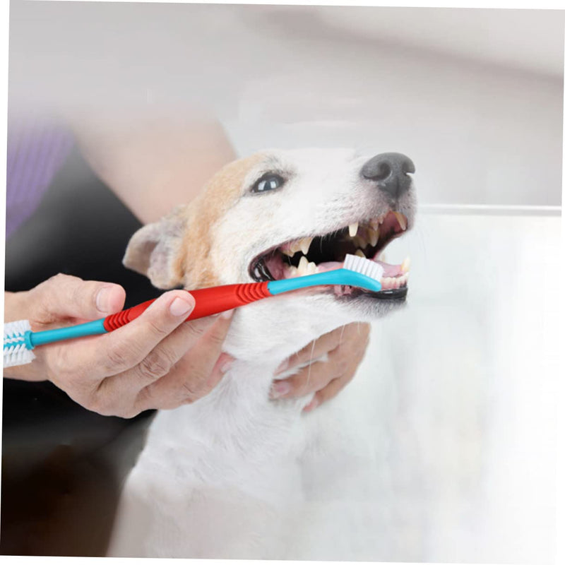Pack of 4 Pet Toothbrushes with Double Head, Effective Dog Dental Care, Soft Bristles for Thorough Cleaning, Dental Hygiene for Dogs and Cats, Easy to Use