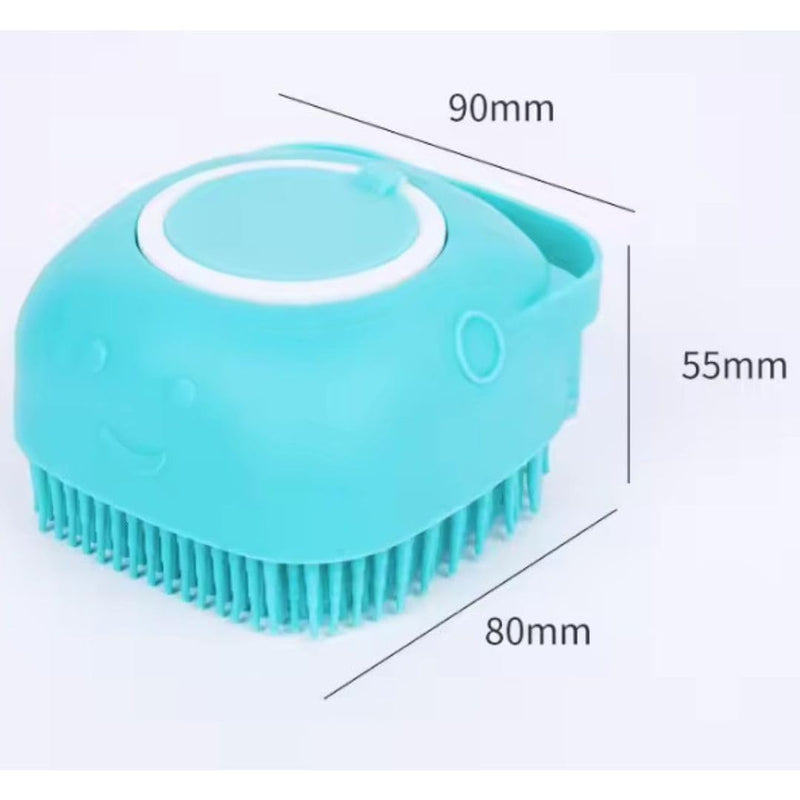 Dog Bath Brush, Soft Silicone Rubber Bristle Shampoo Dispenser/Grooming/Washing Brush Scrubber with Handle for Short & Long Haired Dogs/Cats Pet Massage Brush Dog Soap Brush/Scrubber BLUE - PawsPlanet Australia