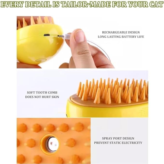 Cat Steam Brush for Shedding,3 in 1 Water Dog Brush, Pet Spa Brush for Dogs Cats,Spritz Defur Comb, Steamy Pet Brush,Pet Spray Hair Removal Comb,Cat Mist Brush,Steaming Cat Brush Steamer (Green) Green - PawsPlanet Australia