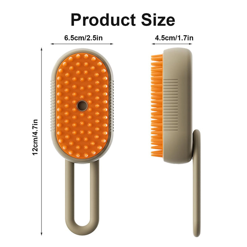 Panup Pet Steam Brush - 3 in 1 Brown Steamy Self-Cleaning Grooming Brush for Cats and Dogs, Massage Shedding and Removing Tangled Hair - PawsPlanet Australia