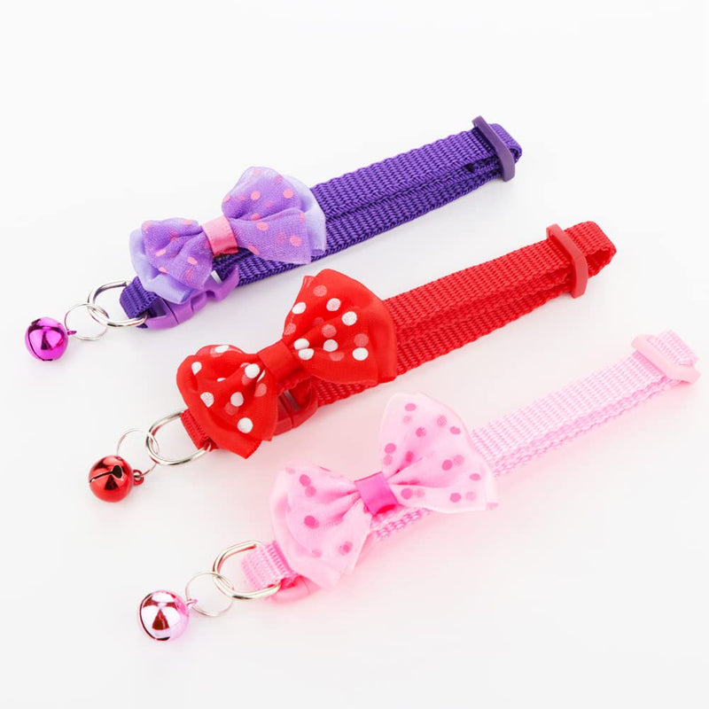 3 Pcs Rabbit Adjustable Collars with Bell, Guinea Pig Bow-Knot Cute Collar, Small Animal Exercise and Interaction Accessories (Colors May Vary) - PawsPlanet Australia