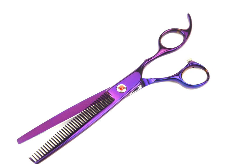 LILYS PET Professional PET Grooming Scissors Kit,Coated Titanium,Sharp and Strong Stainless Steel Blade for Dogs Cats Hair Cutting,3 Pieces of Scissors with a Comb and a Case (8.0 inches, Purple) 8.0 inches - PawsPlanet Australia