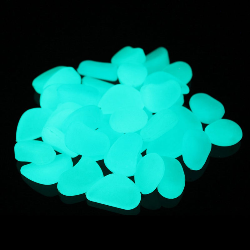 100pcs Glow in The Dark Fish Tank Aquarium Rocks,Glow Stones,Fish Tank Gravel Rocks, Glowing Pebbles Luminous Stones for Outdoor Garden Gift Decoration, 305g/0.67lbs, 4/5''-1 1/2'' (Blue Green) Blue Green - PawsPlanet Australia