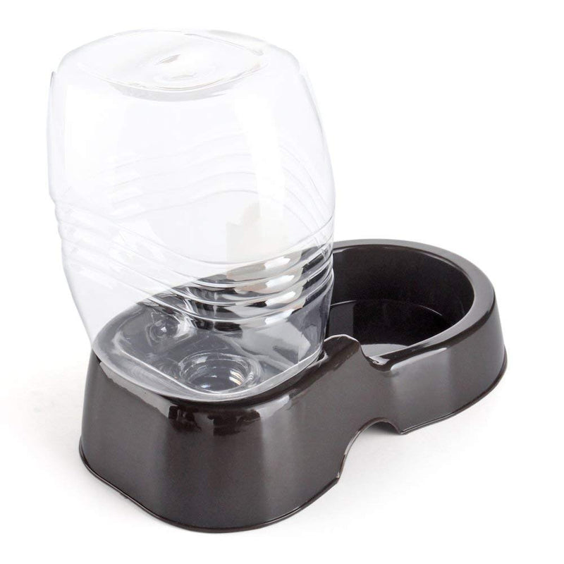 Flexzion Pet Water Dispenser Station, Beige Auto Replenish Gravity Waterer Drinking Fountain Bottle Bowl Dish Portable Stand for Small Dog Cat Animal 3/8 Gallon (1.5 liter) Black - PawsPlanet Australia