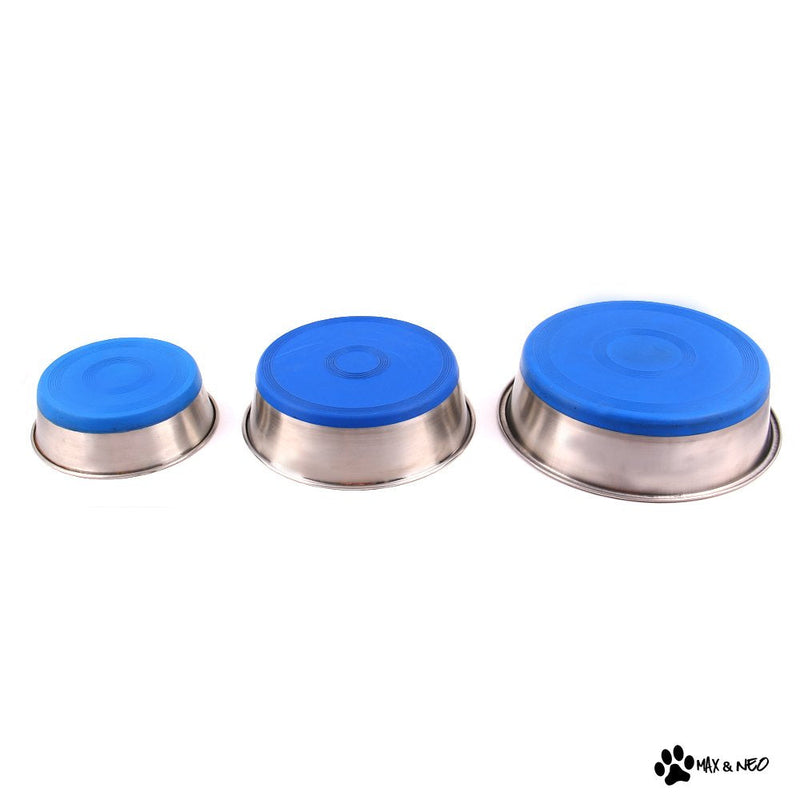 Max and Neo Heavyweight Non-Skid Rubber Bottom Stainless Steel Dog Bowl - We Donate a Bowl to a Dog Rescue for Every Bowl Sold (Large - 80oz - 9.5" Diameter) Large - PawsPlanet Australia