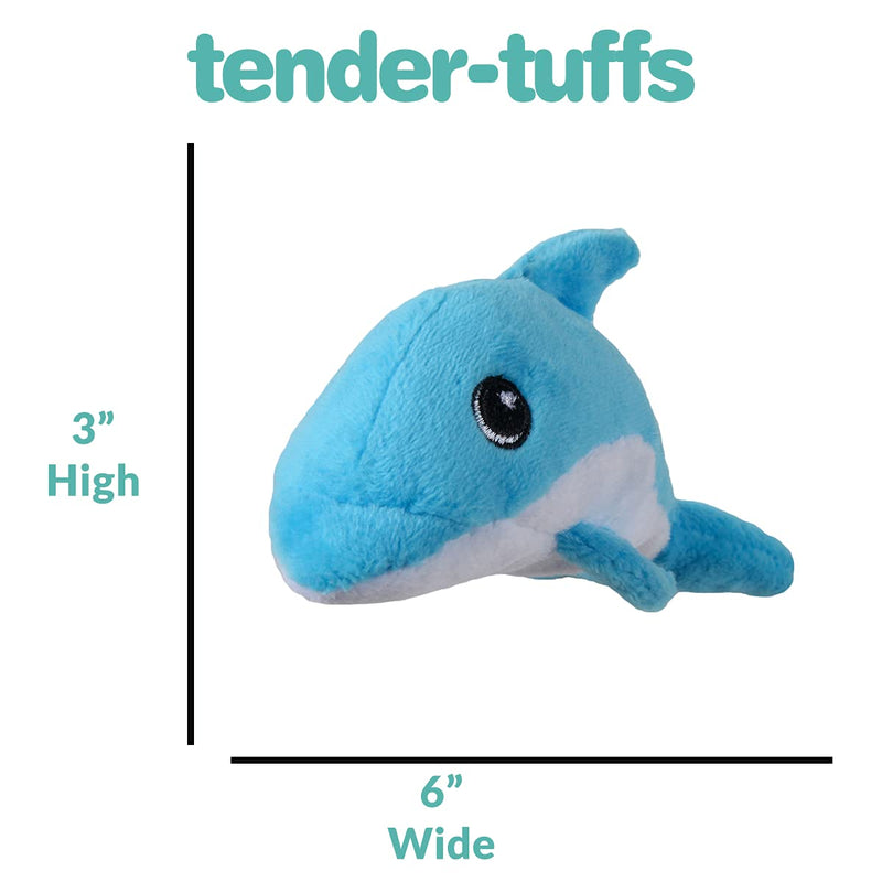 Snuggle Puppy Tender-Tuffs Tiny - Tough Plush Dog Toys for Puppies and Small Breeds - Stuffed Blue Dolphin with Puncture Resistant Squeaker - PawsPlanet Australia