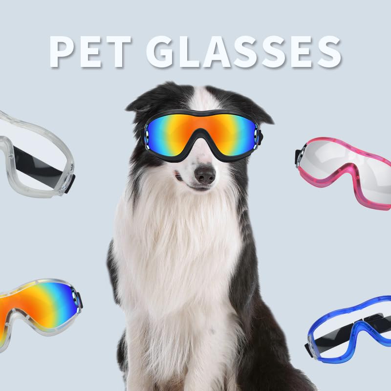 SANPLMG Dog Soft Cute Sunglasses,Pet Goggles,Flexible Frame,Wind Proof,Dust Proof,Eye Protection,with Adjustable Straps,for Medium Dogs,for Long Snout Dogs Cycling,Ski,Motorcycle (1 Pack) (Black/red) Black/red - PawsPlanet Australia