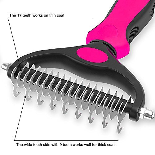 5.Zero® Pet Brush with 17+9 Rounded Teeth Long Hair Cat Comb Dog Brush Steel
