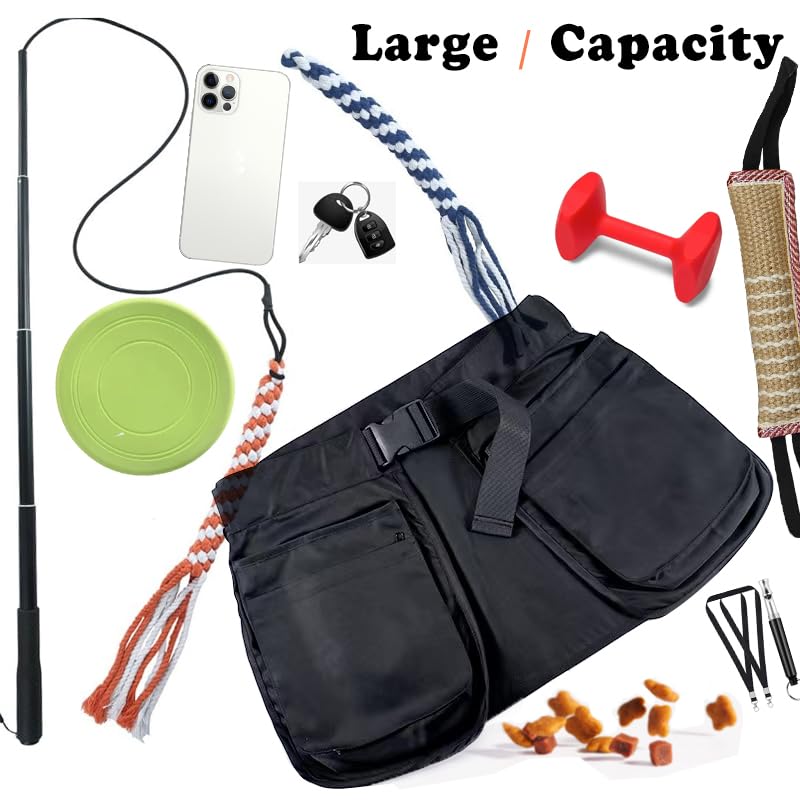 Dog Trainer Treat Pouch with Detachable Pockets, Hand Free Waist Belt Clip, Dog Handler Training Tools Storage Waist Pockets for Men and Women, also Used to Gardening Work, Hairstylist (Black) Black - PawsPlanet Australia