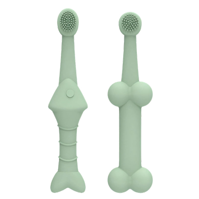 Pet finger toothbrush, massage tool, grooming aid, suitable for small pets, dogs and other pets, cream-colored dental cleaning tool