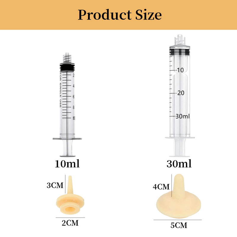 Pet Feeding Syringe with Nipple, Silicone Feeding Tools for Kitten Puppy Feeding Syringe for Newborn Cat Dog Small Animals Rabbits (10ml+30ml) 10ml+30ml - PawsPlanet Australia
