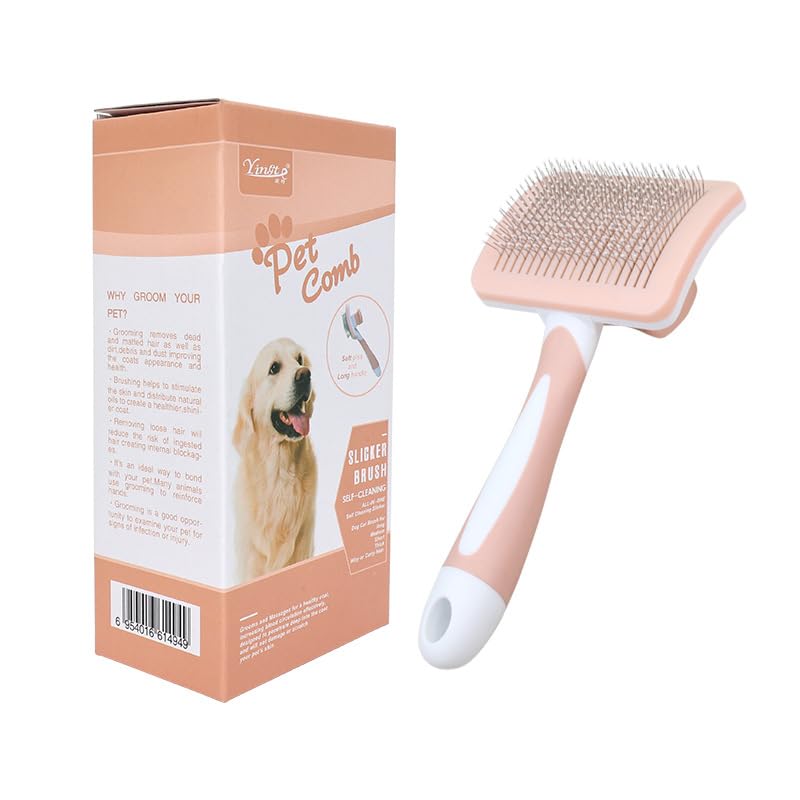 A Cute Pet Self Cleaning Slicker Brush for Small Dogs, Cats and Rabbits, Used for Hair Removal, Massage and Grooming, Combining Elegance and Practicality - PawsPlanet Australia