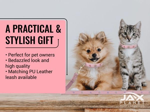 PU Leather Rhinestone Pet Leash - Pink Leather Dog Leash - Soft, Padded & Comfortable for Female Dogs and Cats, Stylish for Walking & Running, Diamond Crystals & Metal Flowers - S 4FT Leash(S)-4ft - PawsPlanet Australia