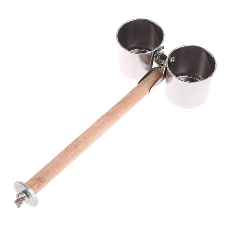 Hypeety Bird Parrot Feeding Double Cups Stainless Steel Food Water Bowls with Clip Bird Seed Feeder Cups Hanging Bowl Cage Stand Accessories - PawsPlanet Australia