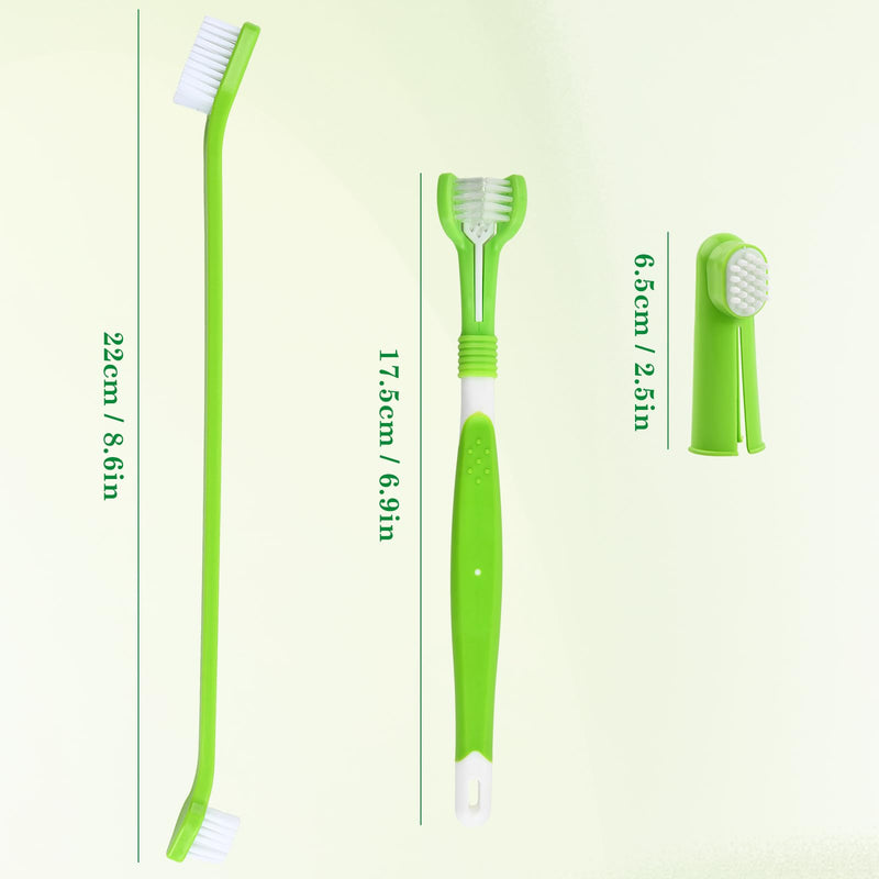 Dog Toothbrush Set, Includes Two Triple-Headed Toothbrushes, Four Finger Toothbrushes, and Two Double-Headed Toothbrush, Suitable for Dogs, Cats, and Other Pets